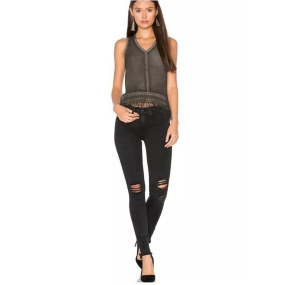Rag &‎ Bone Distressed Coal Black Stretch Skinny Jeans Size 32